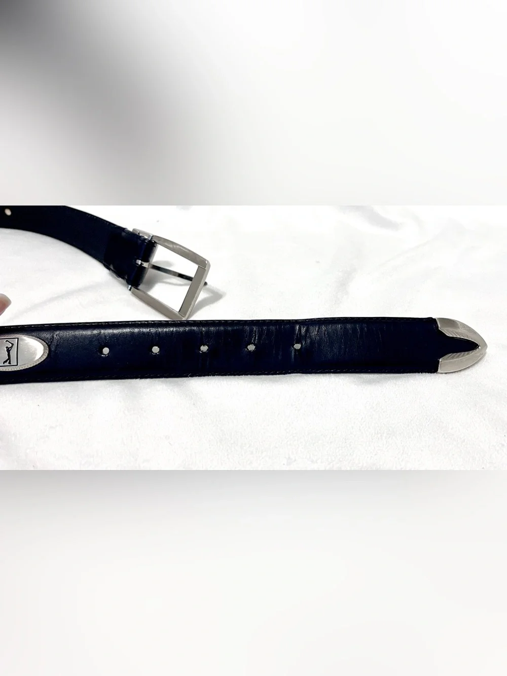 PGA TOUR Men's Black Top Grain Cowhide Leather 5-Concho Golf Belt Size 34